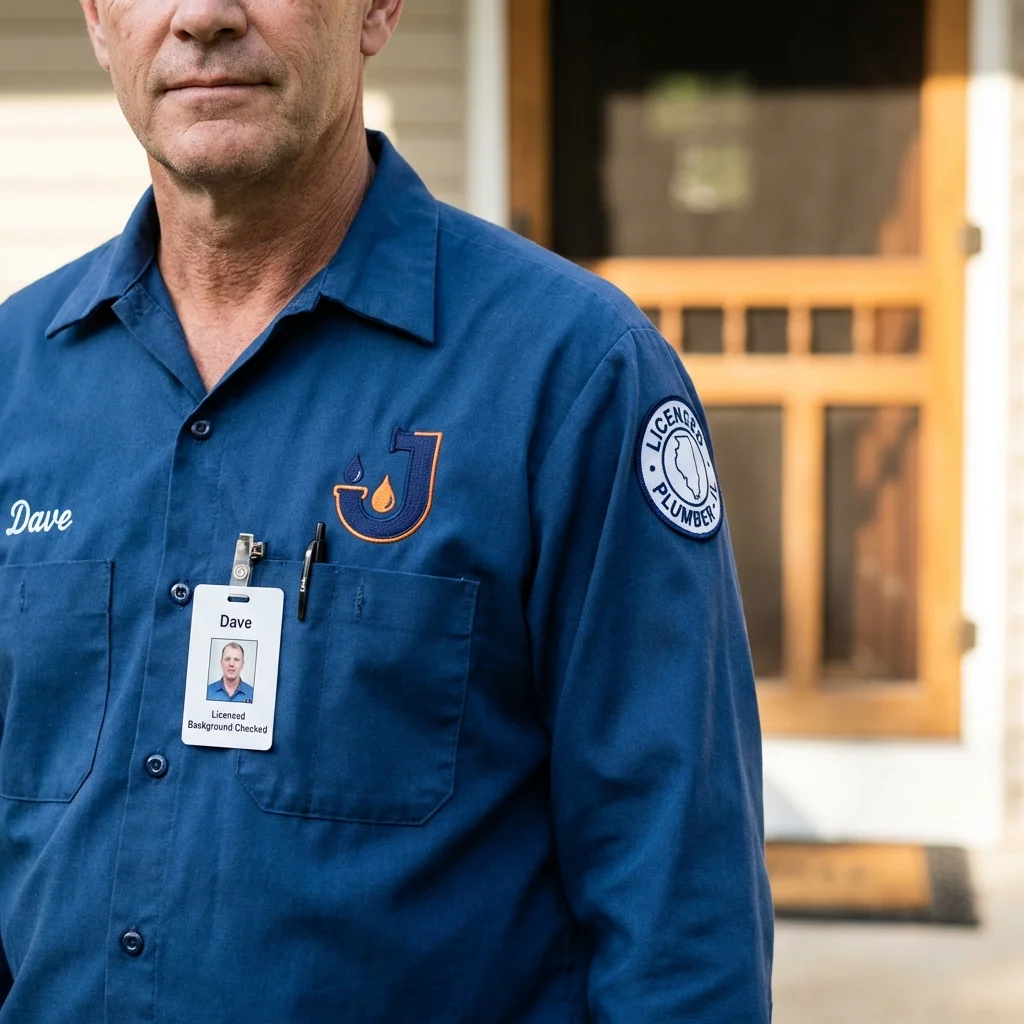 Licensed plumber showing ID badge in Walters, OK