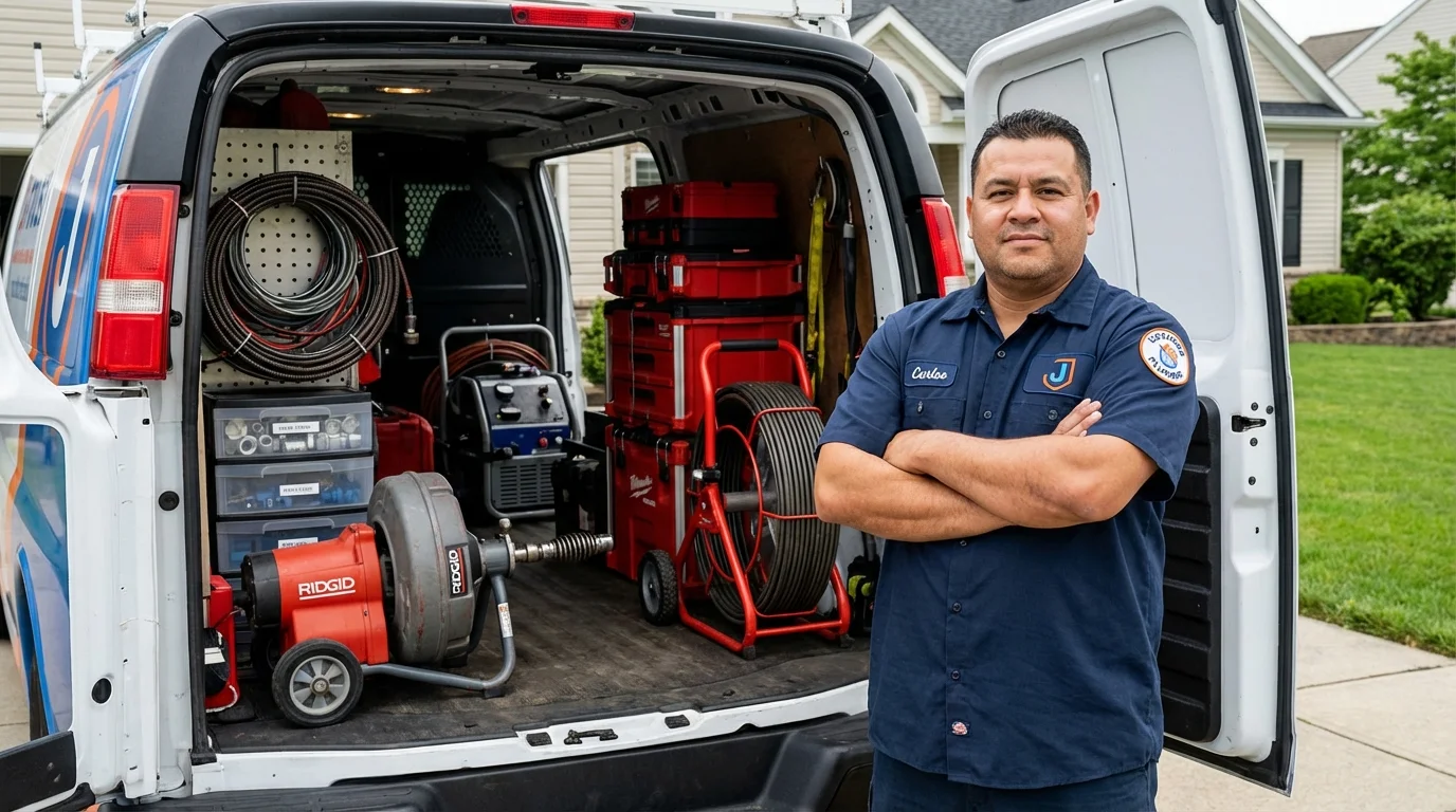 Professional drain cleaning equipment and Johns Plumbing LLC plumber in Walters