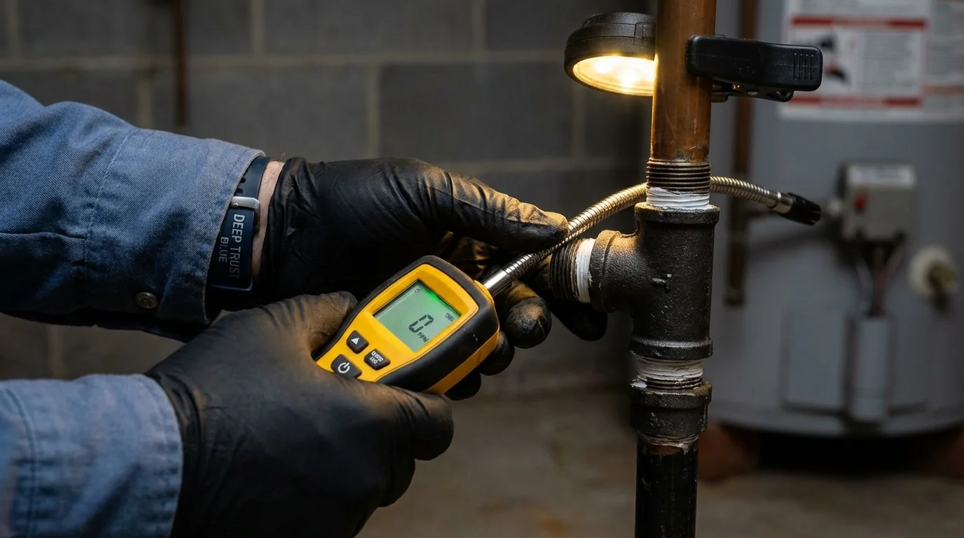 Gas leak detection with electronic sniffer by Johns Plumbing LLC in Walters