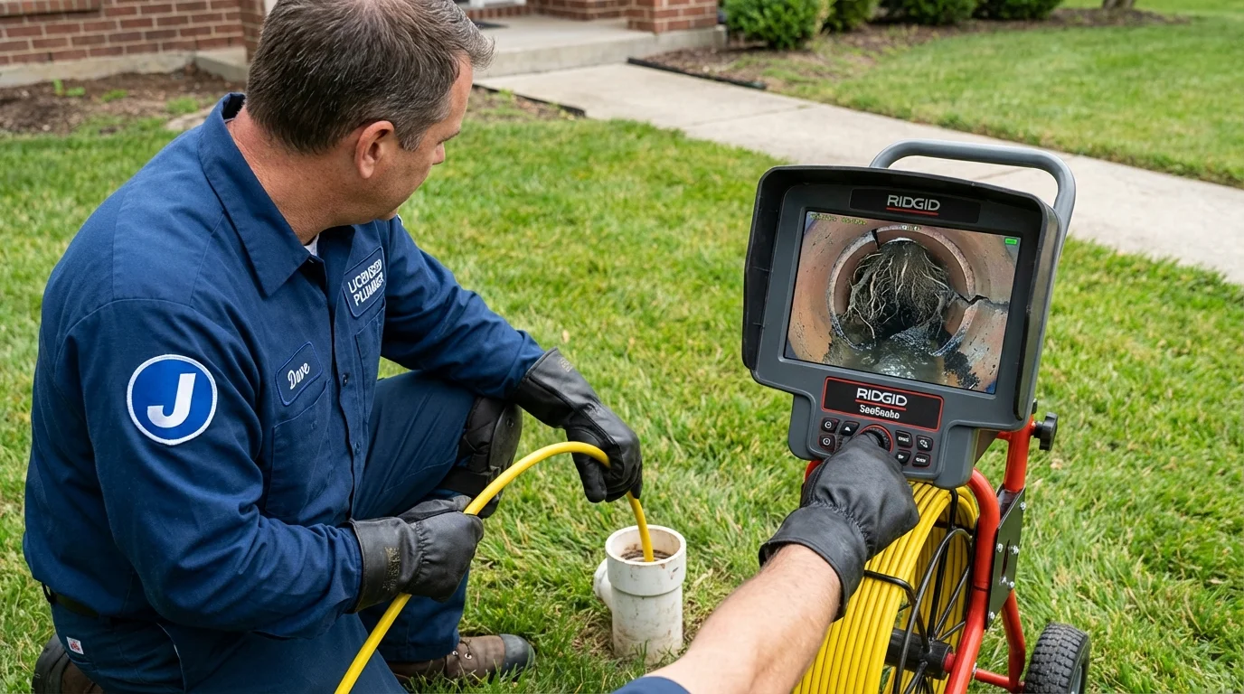 Sewer camera inspection being performed by Johns Plumbing LLC in Walters